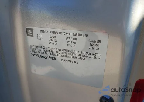 2008 Chevrolet Impala Lt from USA, damaged, VIN 2G1WT58K489181800